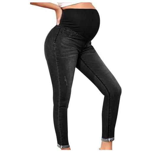 HIPOWER Leggings termiche da gravidanza da donna a vita alta, calde, leggings premaman, abbigliamento invernale per la maternità, leggings per gravidanza e yoga, grigio scuro, S