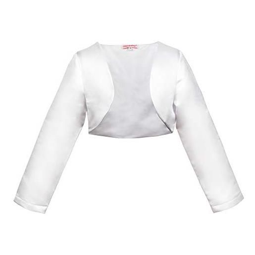 Märchenburg bolero - giacca bolero da comunione, da bambina, in raso, colore: bianco, bianco, 128 cm