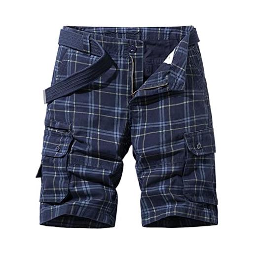MJGkhiy Pantaloncini Cargo Uomo Larghi Casual Cargo Shorts Con Multi-Tasca Leggero Pantaloni Corti Lavoro Comode Bermuda Cargo Uomo Elastico Baggy