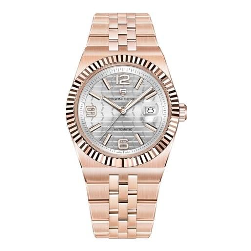 FORSINING Orologio Uomo Automatico Scheletro Tourbillon - Meccanico Lusso Acciaio, Quadro Nero E Oro