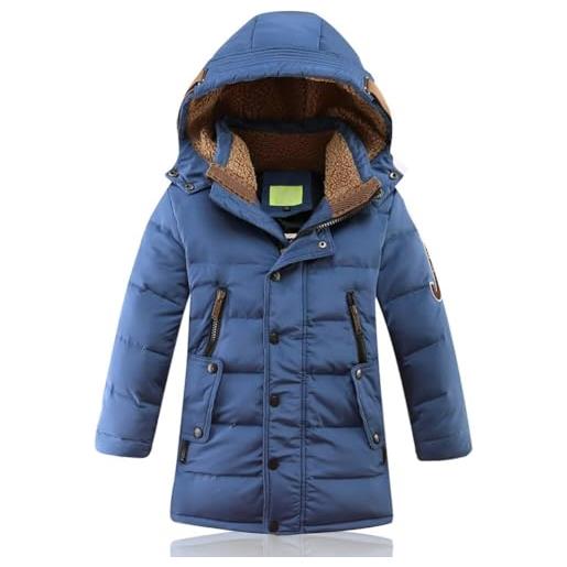 MEYOCEYO giubbotto piumino bambini giacca invernale ragazzi ragazze giacca parka caloroso giubbotti con cappuccio blu marino 150