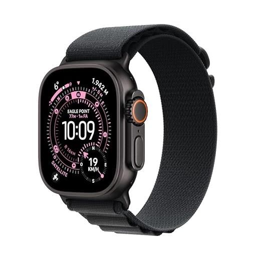 Apple watch ultra 3 gps + cellular, cassa 49 mm in titanio nero con alpine loop nero - large