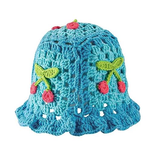 ASIJUNTYECHO cappello da pescatore all'uncinetto da donna, cappello lavorato a maglia con fiori fatti a mano, cappello da spiaggia pieghevole floppy cappello da sole, cappello invernale alla moda all'uncinetto, 