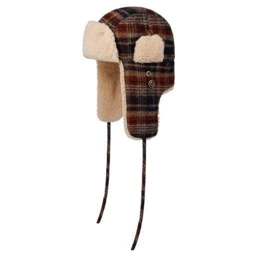 Stetson cappello aviatore checked bomber uomo - chapka da pilota con fodera, fascia in pelle inverno autunno/inverno - 57 cm blu-beige