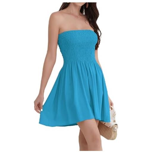 Daenery vestito donna estivo corto casual senza maniche a-line spaghetti straps mini abito