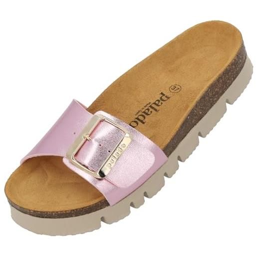 Palado ciabatte donna malta egs pl - sandali con suola plateau made in spain - pantofole con plantare in sughero - scarpe estive alla moda, luccichio rosa, 41 eu