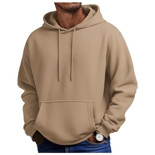 COOFANDY felpa uomo con cappuccio in cotone e pile, manica lunga con tasca canguro, felpa invernale casual grigio scuro l