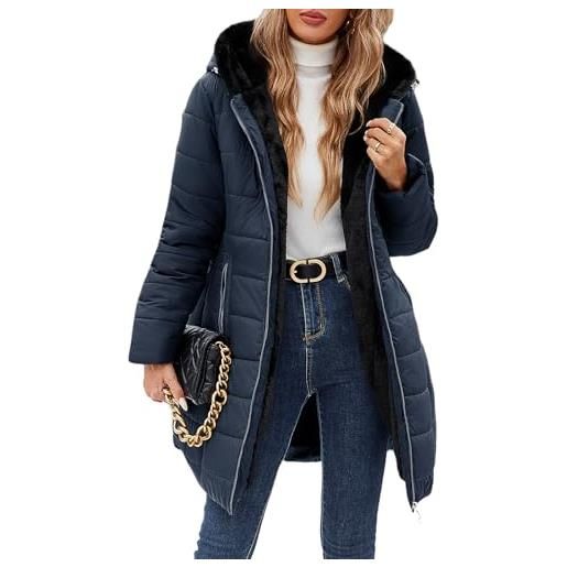 Yuson Girl giubbotto donna invernale parka caldo giacca con cappuccio imbottito cappotto ispessito giacche media lugghezza giacche antivento impermeabile giaccone con zip tasche(beige, m)