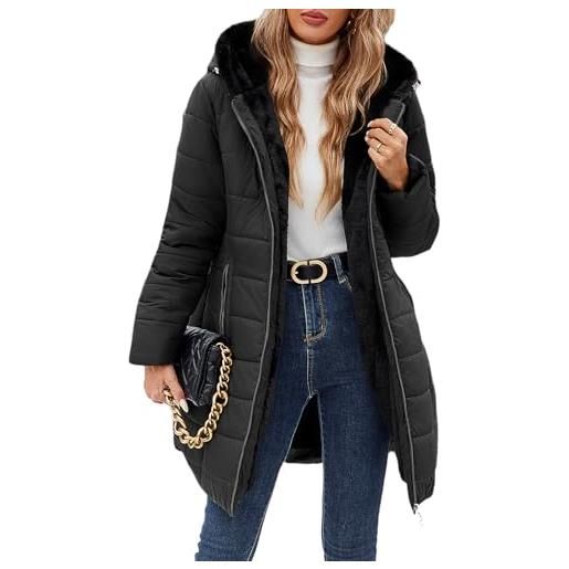 Yuson Girl giubbotto donna invernale parka caldo giacca con cappuccio imbottito cappotto ispessito giacche media lugghezza giacche antivento impermeabile giaccone con zip tasche(verde militare, m)