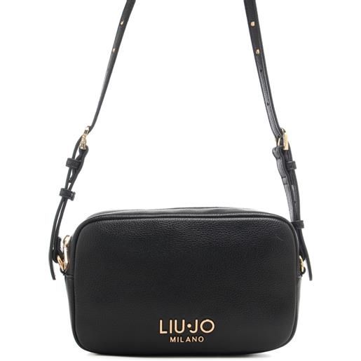 Liu Jo borsa a tracolla da donna con texture martellata e logo lettering sul fondo nera