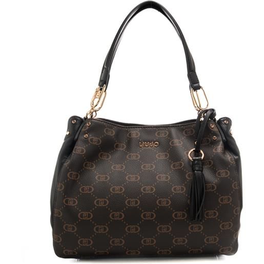 Liu Jo borsa a spalla bowler da donna con pattern logo monogram nera