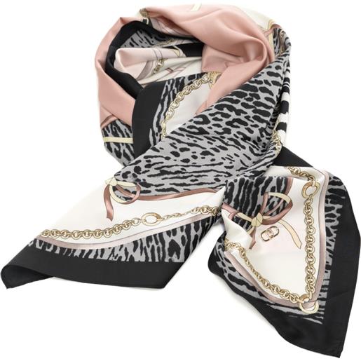 Liu Jo foulard da donna con stampa a fantasia animalier e catene nero