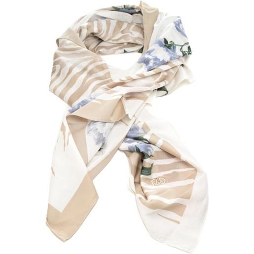 Liu Jo foulard da donna con stampa a fantasia rose e animalier zebra beige