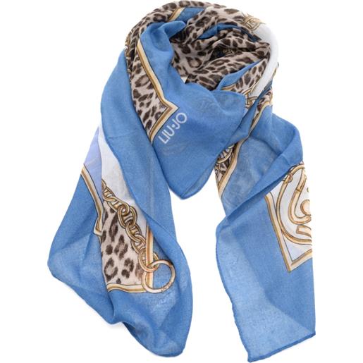 Liu Jo sciarpa foulard da donna con stampa a fantasia con catene e animalier denim