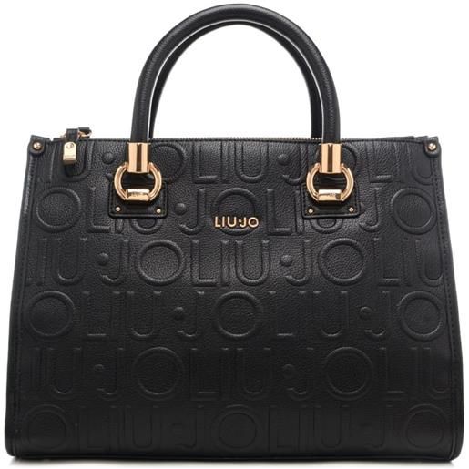 Liu Jo borsa a mano da donna con logo lettering in rilievo all over nera