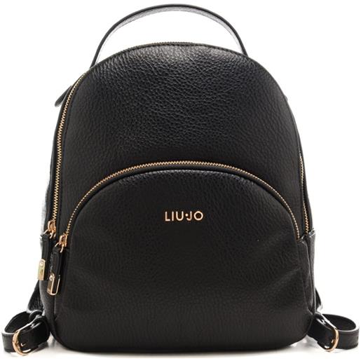 Liu Jo zaino piccolo da donna con texture martellata e tasca frontale nero