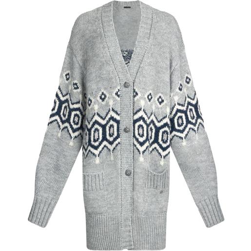 LIU JO cardigan lungo con maniche a palloncino - grigio