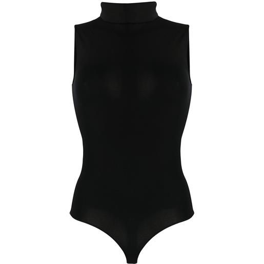 Wolford body smanicato a collo alto - nero