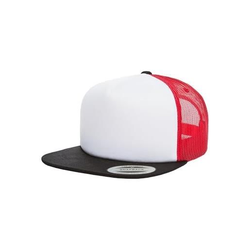 Flexfit foam trucker with white front cap, blk/wht/red, one size