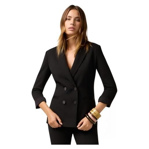 Oltre: blazer doppiopetto con bottoni foderati nero. 48 stagione autunno inverno 2025