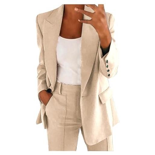 Meaunzyl completo donna elegante tailleur eleganti cerimonia autunno 2 pezzi a maniche lunghe blazer con bottoni curvy tailleur pantalone da donna da ufficio tinta unita completo casual