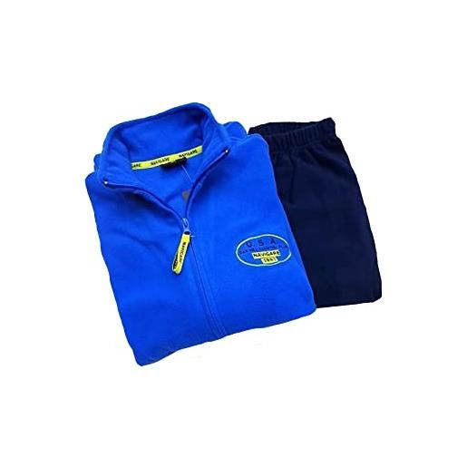 Navigare pigiama tuta pile uomo taglie calibrate chiusura zip moda egidio (58, bluette)