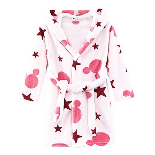 Happy Cherry - accappatoio da bagno per bambini, con cappuccio, unisex, per bambini, con cintura, per autunno e inverno, 1-8 anni, stella, 5-6 anni