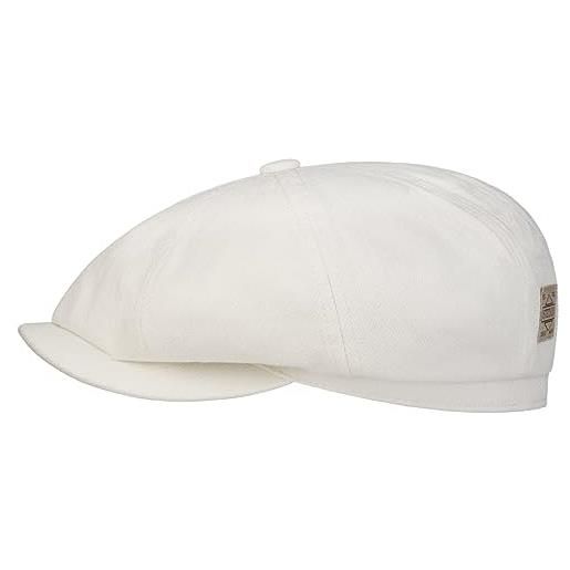 Stetson coppola hatteras unlined cotton donna/uomo - cap berretto newsboy con visiera estate primavera/estate - xxl (62-63 cm) bianco