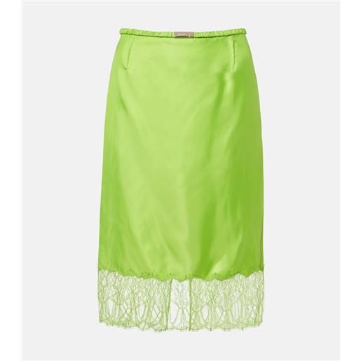 Gucci gonna midi in twill con pizzo