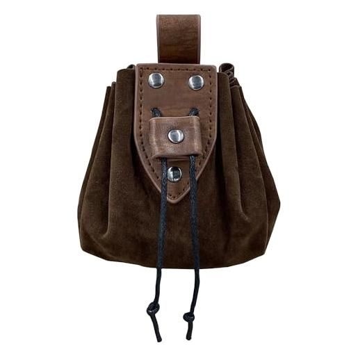 COSFAN borsa medievale d'epoca in finta pelle, sacchetto della cintura con coulisse rinascimentale, portamonete portatile vichingo cosplay, borsa dei dadi del medioevo per gli accessori del costume