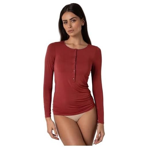 Lovable maglia manica lunga collo tondo serafino con bottoncini in micromodal elasticizzato - morbido e traspirante - maglieria donna