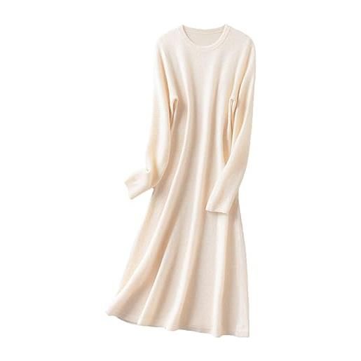 Sweejim abiti da donna in maglia di lana e cashmere al 100% abiti da donna con scollo a barchetta beige xxl