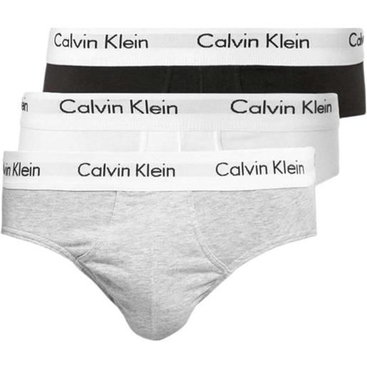 Calvin klein slip hipster confezione da 3 uomo cotone elasticizzato, multicolore (black/white/grey heather), s m l xl