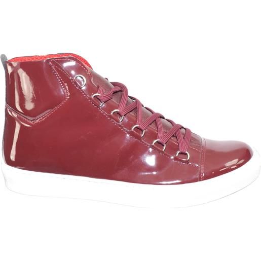 made in italy sneakers alta scarpe bale uomo sportivo made in italy vera pelle lucido bordeaux moda