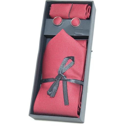 Malu Shoes set coordinato uomo cravatte con gemelli e pochette rosso elegante cerimonia