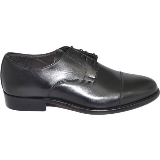Scarpe Uomo Stringate Liscia Vera Pelle Abrasivata Nero Made In Italy Fondo Antiscivolo Vero Cuoio Cerimonia Elegante
