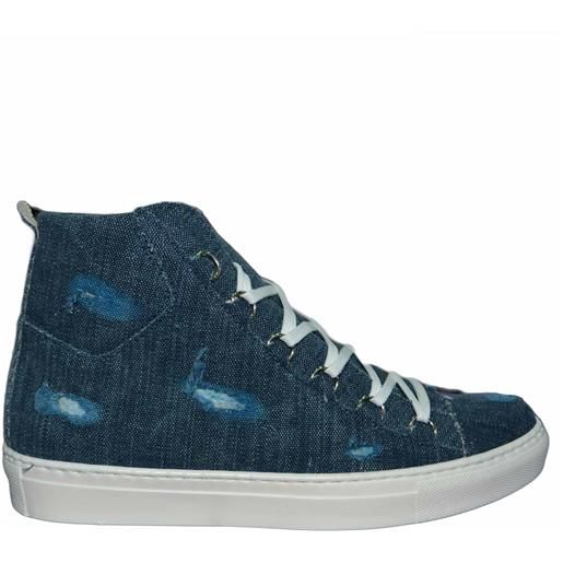 Malu Shoes sneakers uomo alto jeans strappi made in italy fondo antiscivolo ultraleggero moda