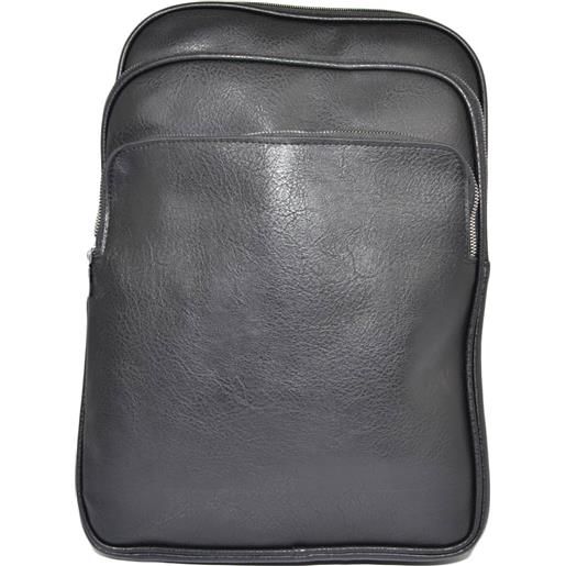 Malu Shoes zaino uomo borsa nero cartella tascata chiusura a zip 2 aperture vari scompartimenti frontale capiente bagaglio viaggio