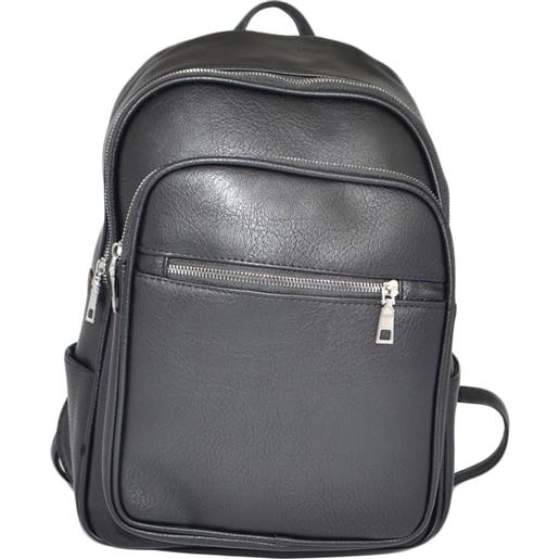 Malu Shoes zaino uomo business nero cartella tascata e chiusura a zip 2 aperture e zip scompartimenti frontale bagaglio moda