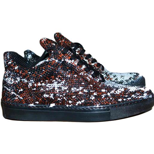 Made In Italy sneakers uomo scarpe piramide multicolor limited edition vera pelle schizzi