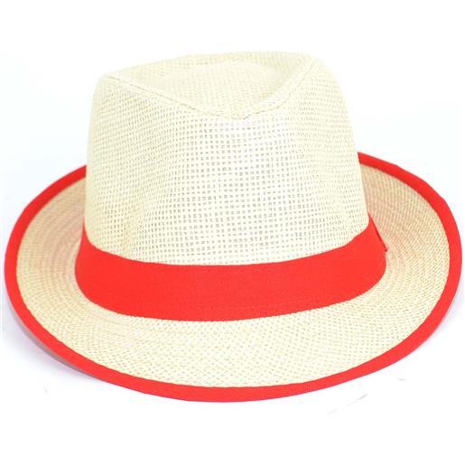 Malu Shoes cappello di paglia uomo con banda colorata rosso tinta unita naturale moda estiva tendenza moda giovane