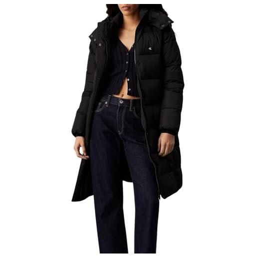 Calvin Klein donna cappotto long puffer con cappuccio, nero (ck black), l