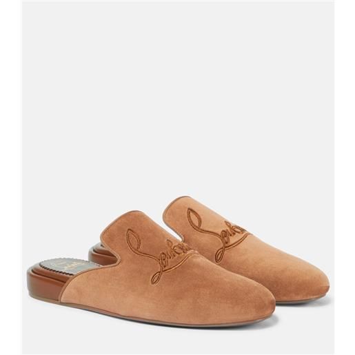 Christian Louboutin slippers navy coolito in suede