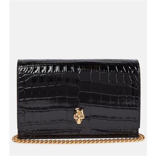 McQueen borsa small skull in pelle stampata