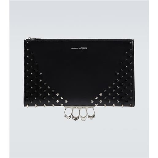 McQueen pochette in pelle con borchie
