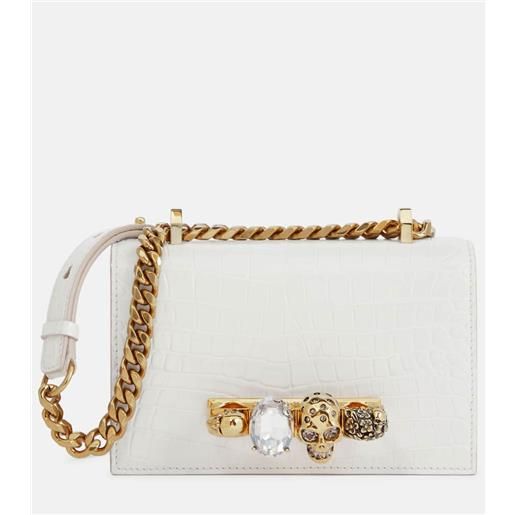 McQueen borsa mini jewelled satchel in pelle stampata