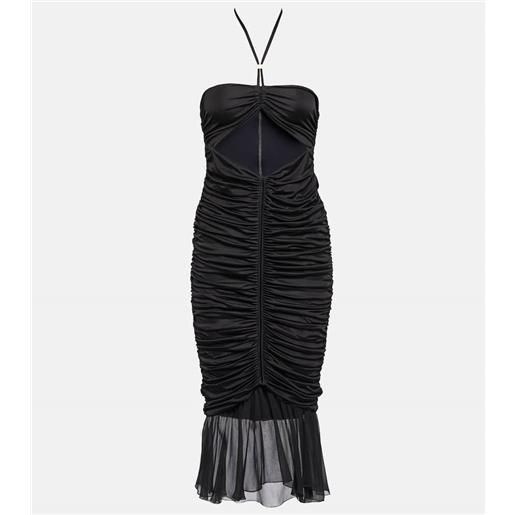 Blumarine abito midi in jersey con ruches