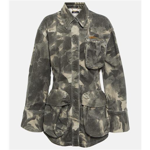 Blumarine giacca di jeans con stampa e cintura