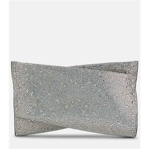 Christian Louboutin clutch loubitwist small in suede con cristalli