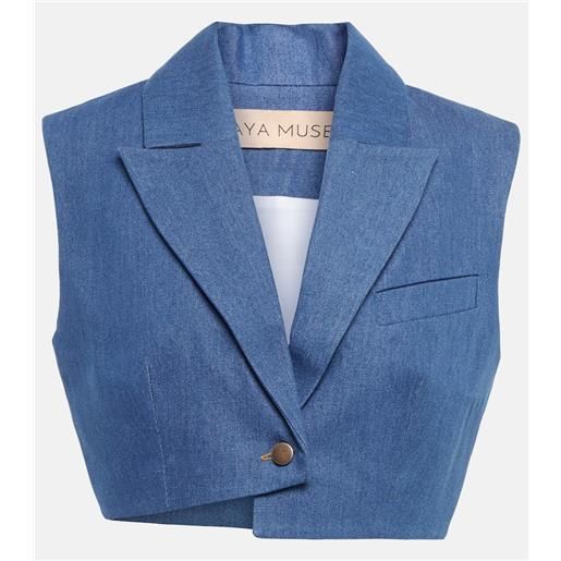 Aya Muse gilet cropped di jeans ule